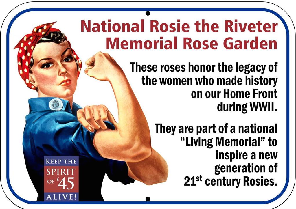 Rosie the Riveter Memorial Rose Gardens Official Registry plaque. 
